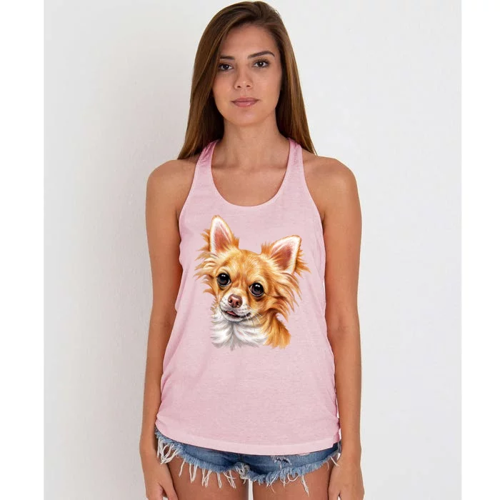 Long Haired Chihuahua Women's Knotted Racerback Tank