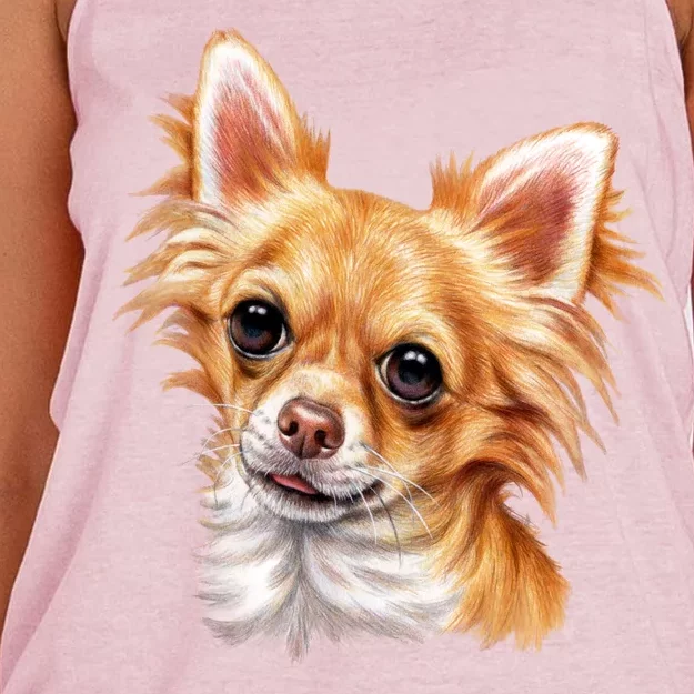 Long Haired Chihuahua Women's Knotted Racerback Tank