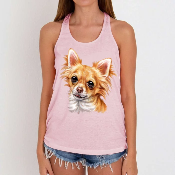 Long Haired Chihuahua Women's Knotted Racerback Tank