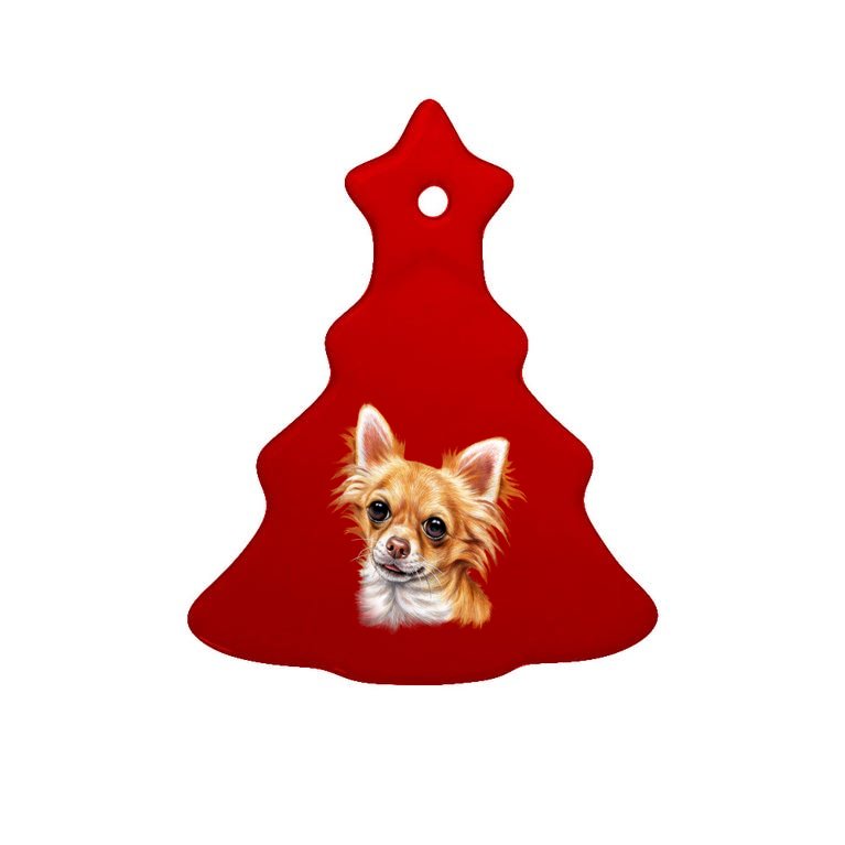 Long Haired Chihuahua Tree Ornament
