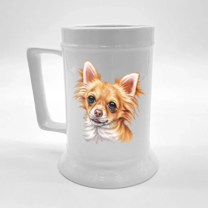 Long Haired Chihuahua Front & Back Beer Stein