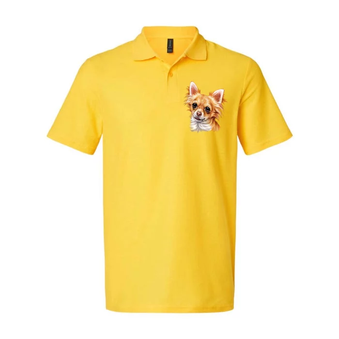 Long Haired Chihuahua Softstyle Adult Sport Polo