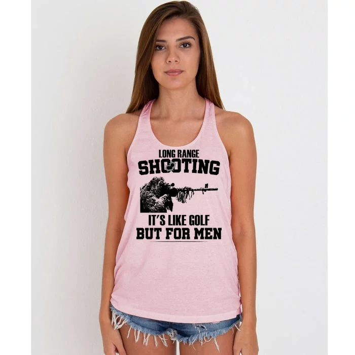 Long Range Shooting It's Like Golf But For Men Women's Knotted Racerback Tank