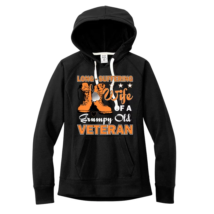 Long-Suffering Wife Of A Grumpy Old Veteran Women's Fleece Hoodie