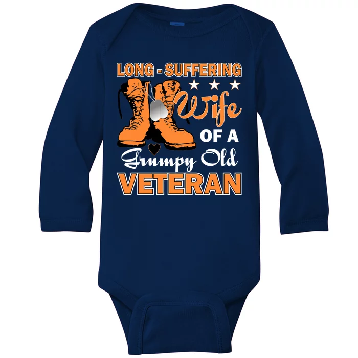 Long-Suffering Wife Of A Grumpy Old Veteran Baby Long Sleeve Bodysuit