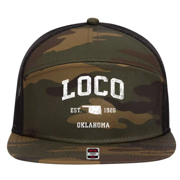 Loco Oklahoma Ok Vintage Athletic Sports 7 Panel Mesh Trucker Snapback Hat