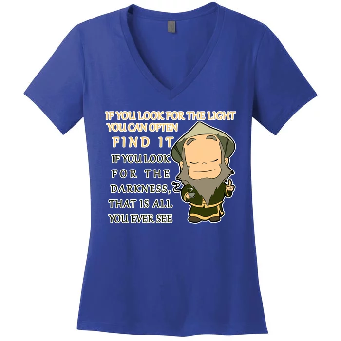 Look For The Light Not Darkness Uncle Iron Quote Women's V-Neck T-Shirt