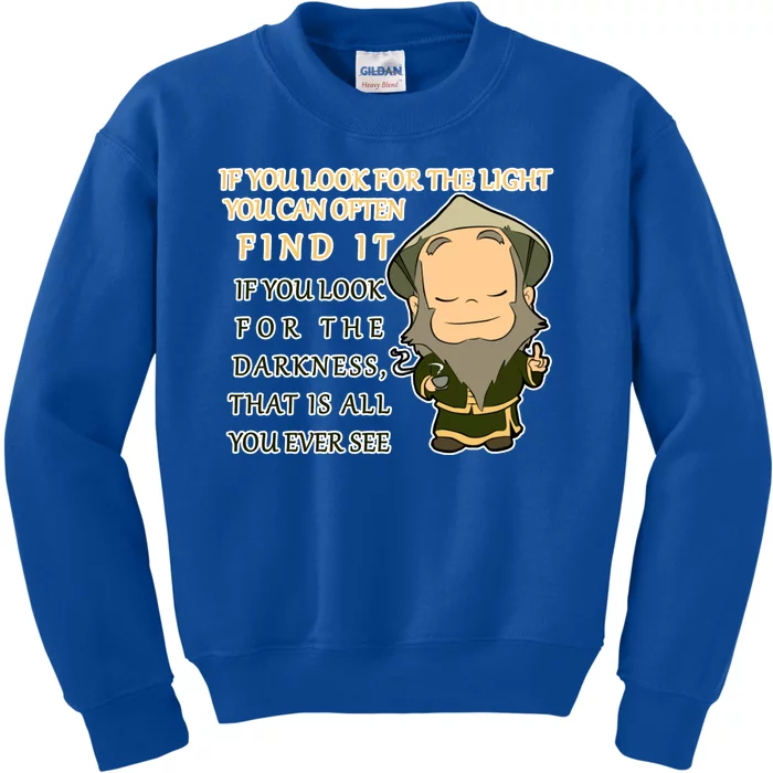 Look For The Light Not Darkness Uncle Iron Quote Kids Sweatshirt