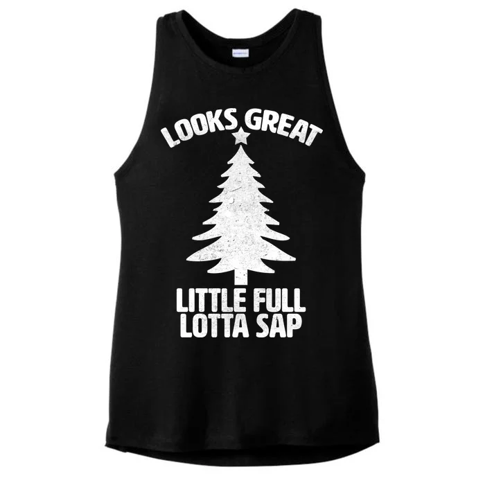 Looks Great Little Full Lotta Sap Funny Christmas Ladies Tri-Blend Wicking Tank