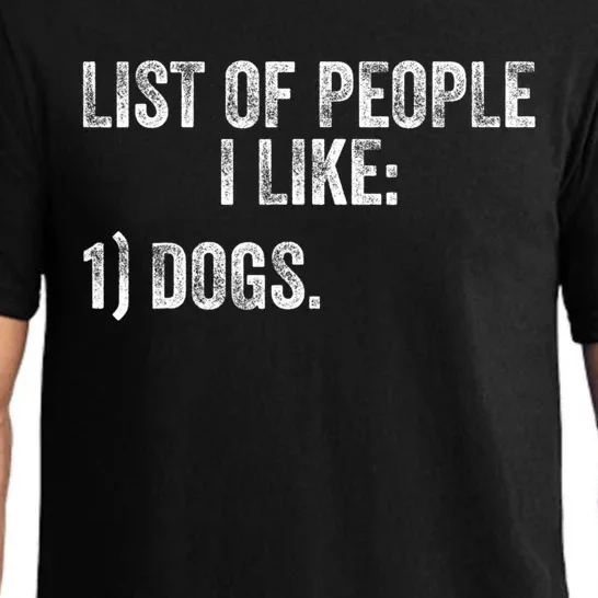 List Of People I Like Dog Funny Pet Lover Distressed Pajama Set