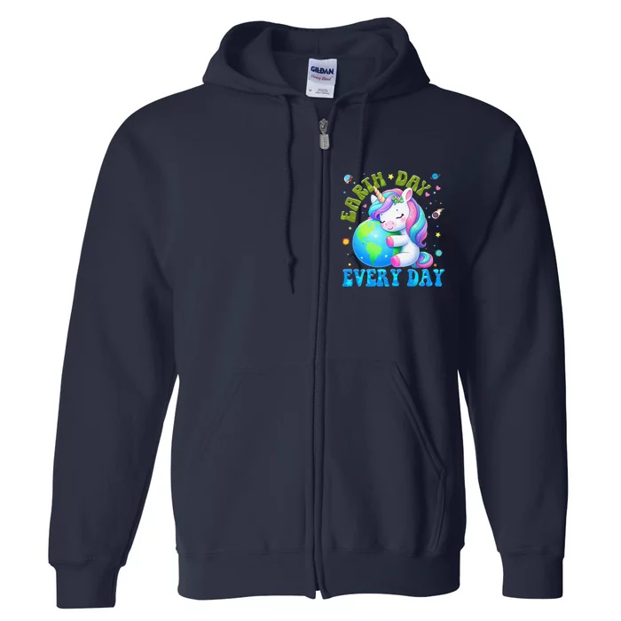 Love Our Planet Unicorn Earth Day Cute Full Zip Hoodie