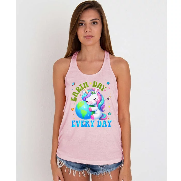 Love Our Planet Unicorn Earth Day Cute Women's Knotted Racerback Tank