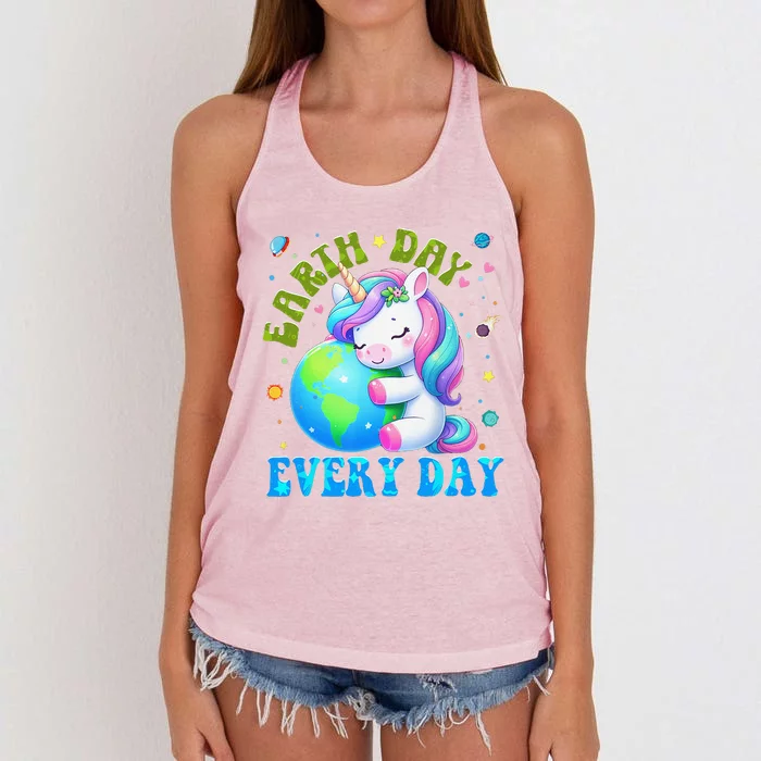 Love Our Planet Unicorn Earth Day Cute Women's Knotted Racerback Tank