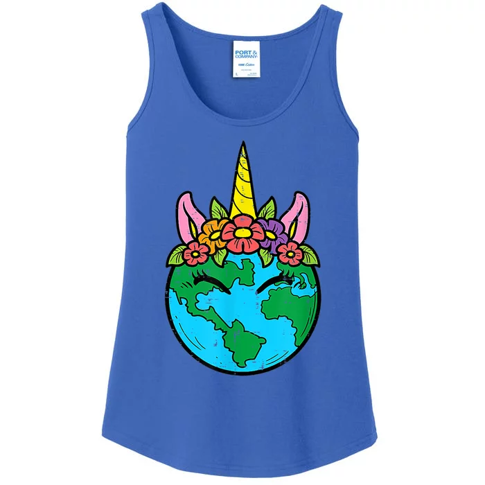 Love Our Planet Unicorn Head Earth Day Cute Gift Ladies Essential Tank