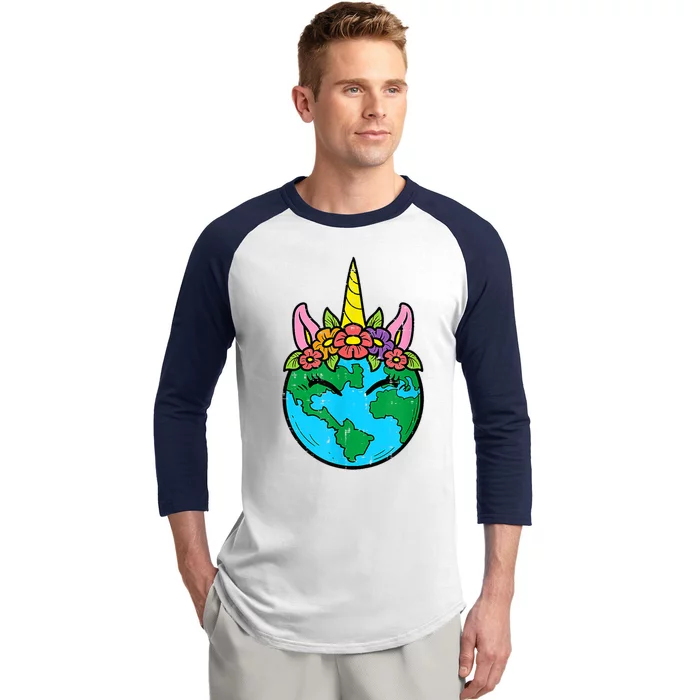 Love Our Planet Unicorn Head Earth Day Cute Gift Baseball Sleeve Shirt