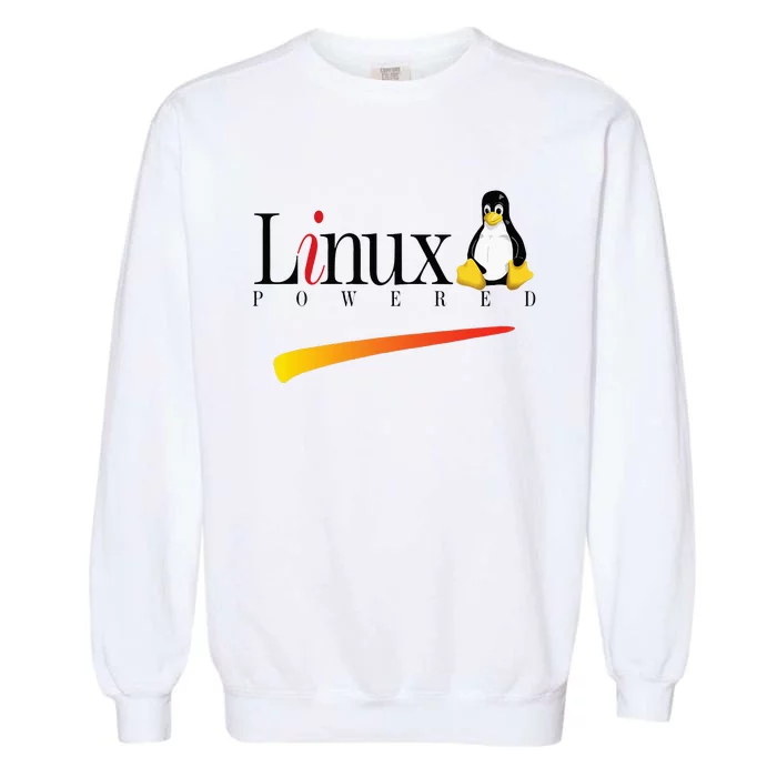 Linux Os Powered By Linux Tux Penguin Garment-Dyed Sweatshirt