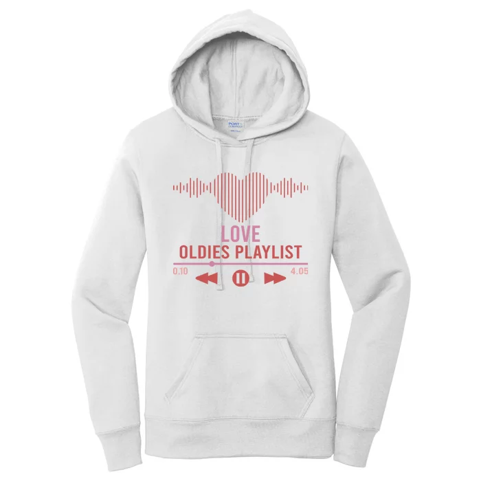 Love Oldies Playlist Heart Music Women's Pullover Hoodie