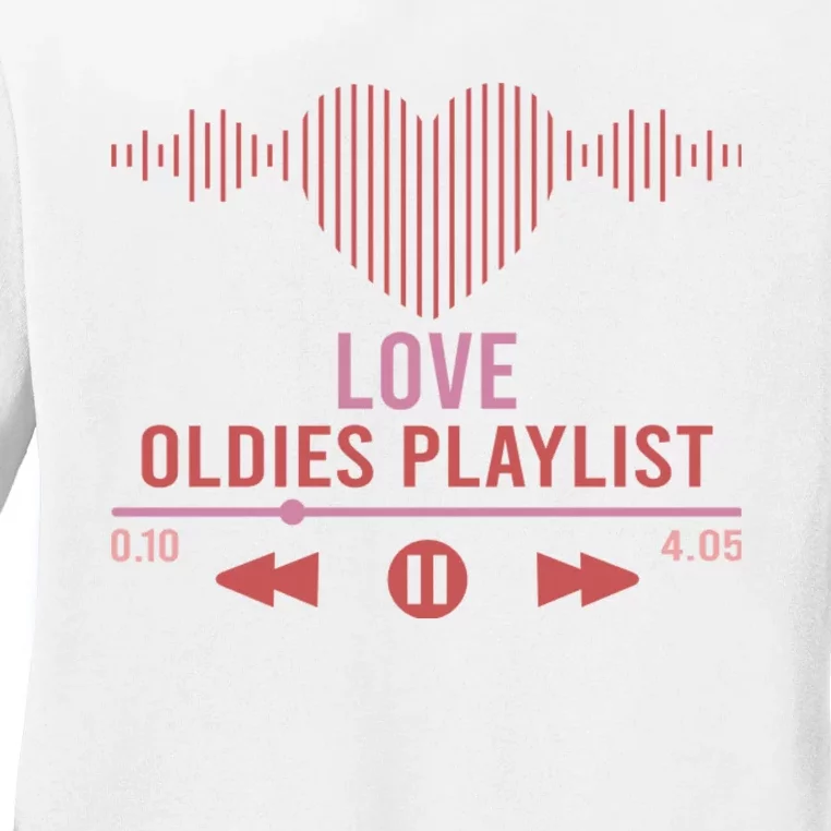 Love Oldies Playlist Heart Music Ladies Long Sleeve Shirt