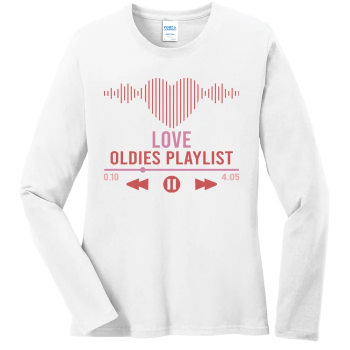 Love Oldies Playlist Heart Music Ladies Long Sleeve Shirt