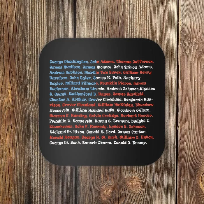 List Of Presidents Of The United States Gift Coaster