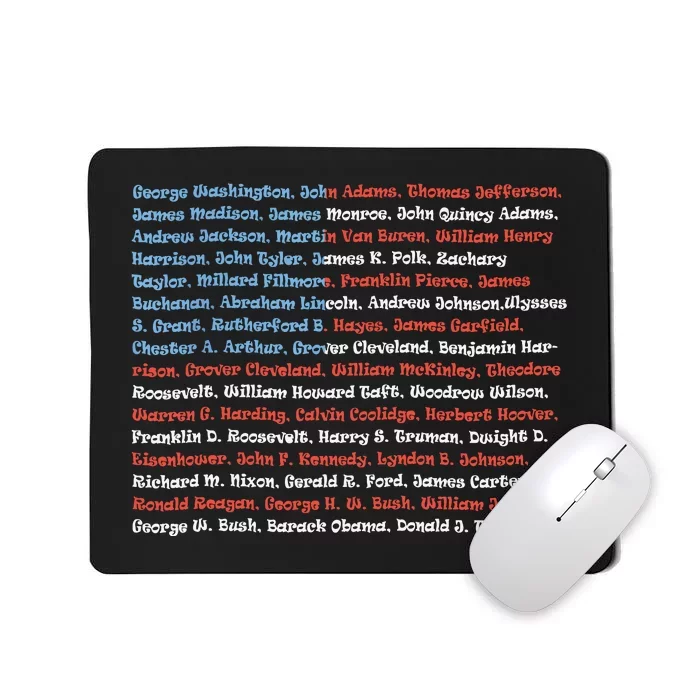 List Of Presidents Of The United States Gift Mousepad