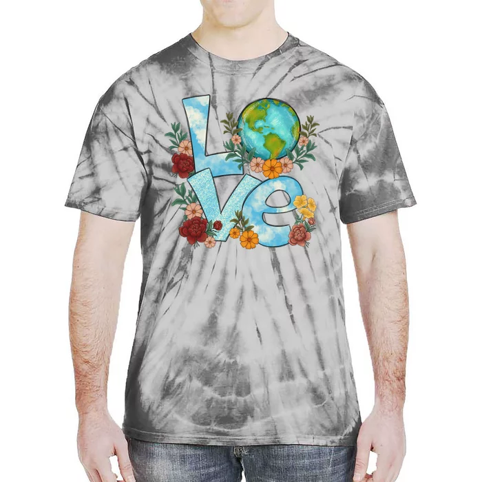 Love Our Planet Floral Earth Day Tie-Dye T-Shirt