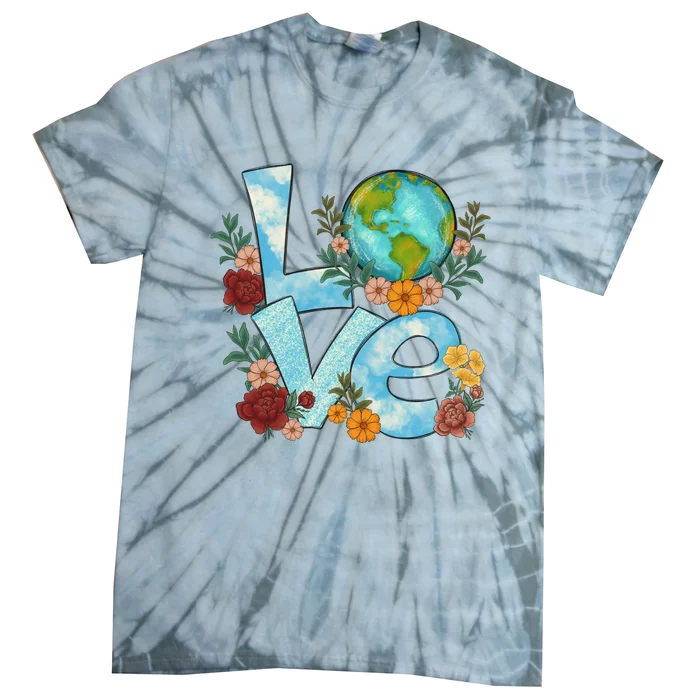 Love Our Planet Floral Earth Day Tie-Dye T-Shirt