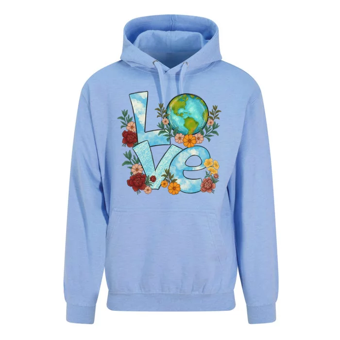 Love Our Planet Floral Earth Day Unisex Surf Hoodie