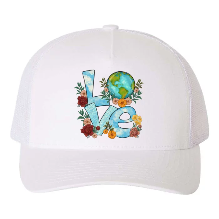 Love Our Planet Floral Earth Day Yupoong Adult 5-Panel Trucker Hat