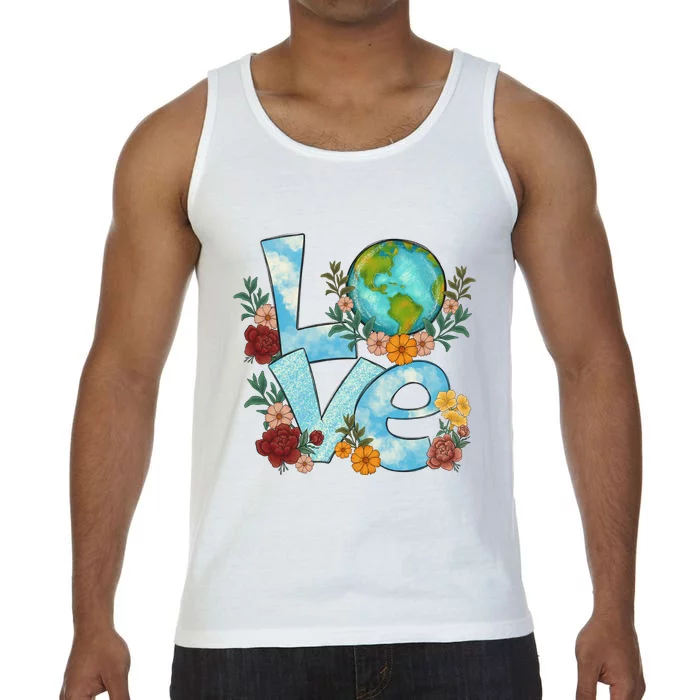 Love Our Planet Floral Earth Day Comfort Colors® Tank Top