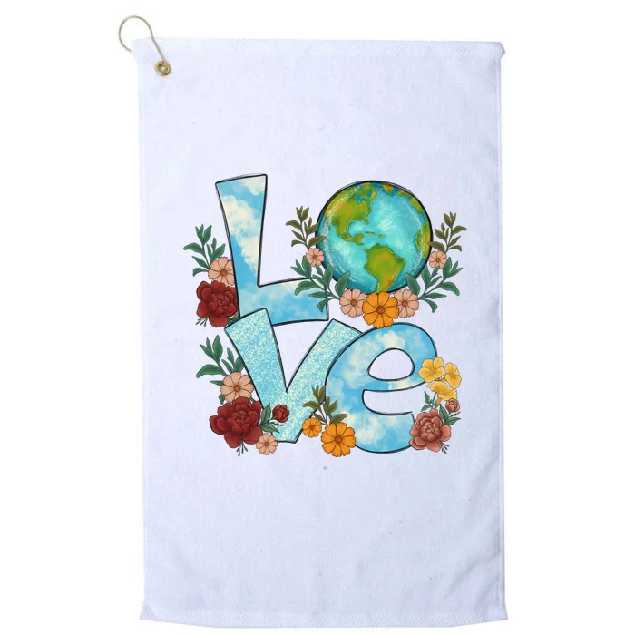 Love Our Planet Floral Earth Day Platinum Collection Golf Towel