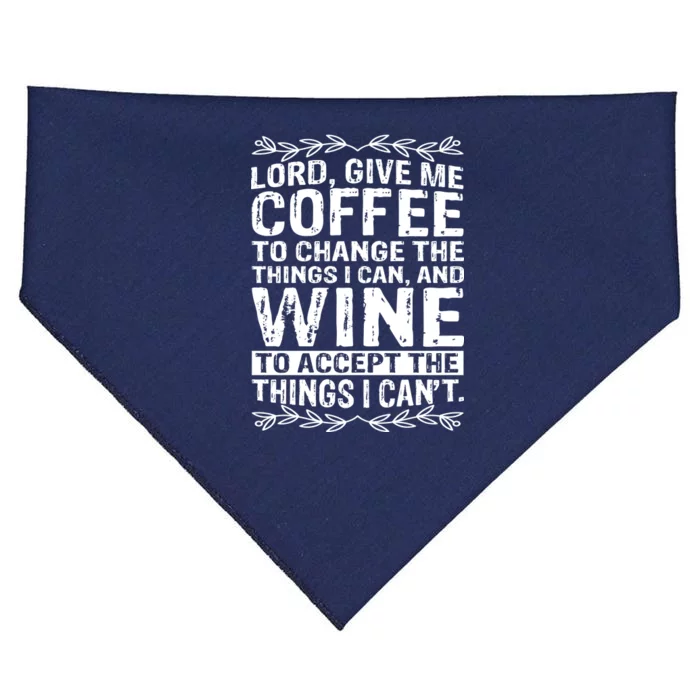 Lord Give Me Coffee And Wine USA-Made Doggie Bandana