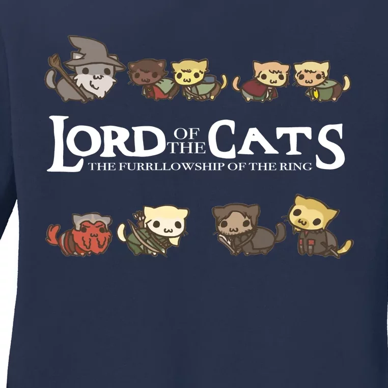 Lord Of The Cats The Furrllowship Of The Ring Ladies Long Sleeve Shirt