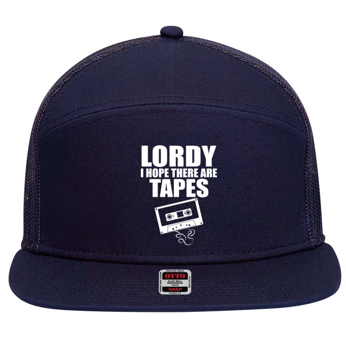 Lordy I Hope There Are Tapes Comey Catchphrase 7 Panel Mesh Trucker Snapback Hat