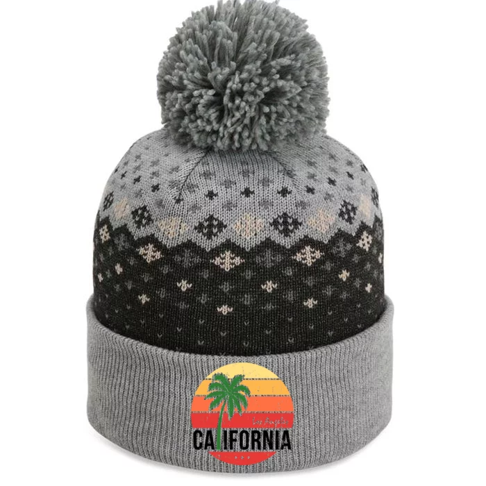 Los Angeles California Retro Circle The Baniff Cuffed Pom Beanie