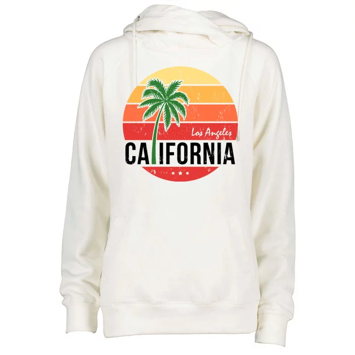 Los Angeles California Retro Circle Womens Funnel Neck Pullover Hood