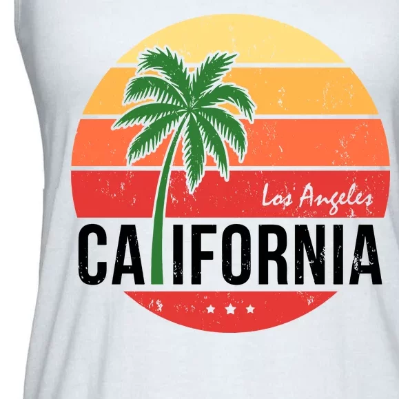 Los Angeles California Retro Circle Ladies Essential Flowy Tank