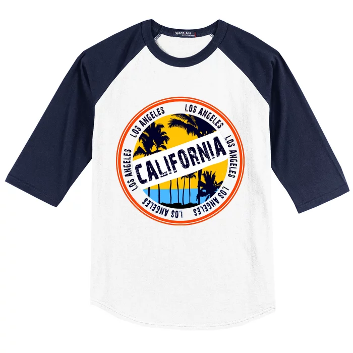 Los Angeles California Retro Circle LA Baseball Sleeve Shirt