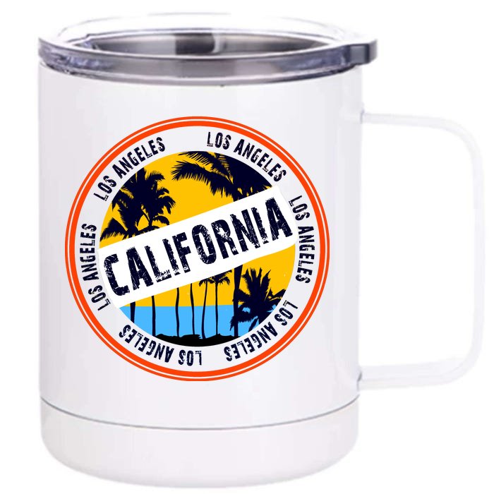 Los Angeles California Retro Circle LA Front & Back 12oz Stainless Steel Tumbler Cup