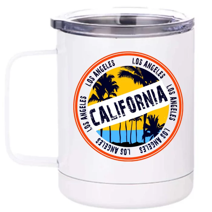 Los Angeles California Retro Circle LA Front & Back 12oz Stainless Steel Tumbler Cup