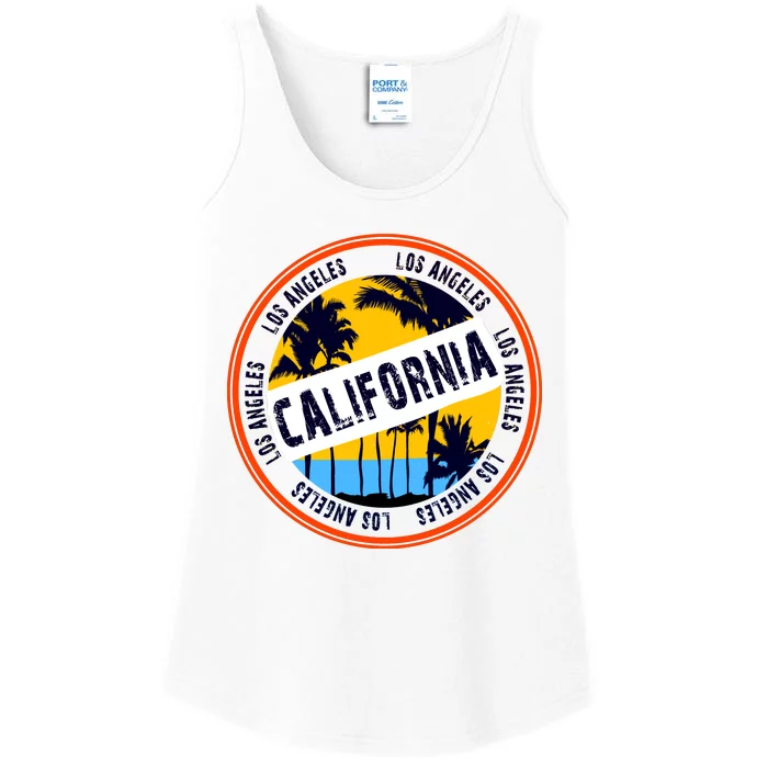 Los Angeles California Retro Circle LA Ladies Essential Tank