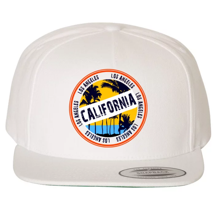 Los Angeles California Retro Circle LA Wool Snapback Cap