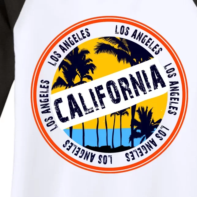 Los Angeles California Retro Circle LA Women's Tri-Blend 3/4-Sleeve Raglan Shirt