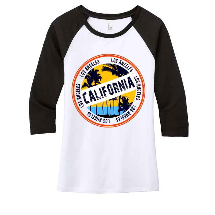 Los Angeles California Retro Circle LA Women's Tri-Blend 3/4-Sleeve Raglan Shirt