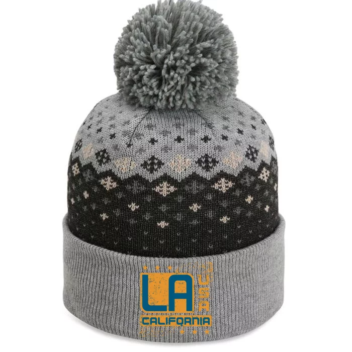 Los Angeles California Vintage Style LA The Baniff Cuffed Pom Beanie