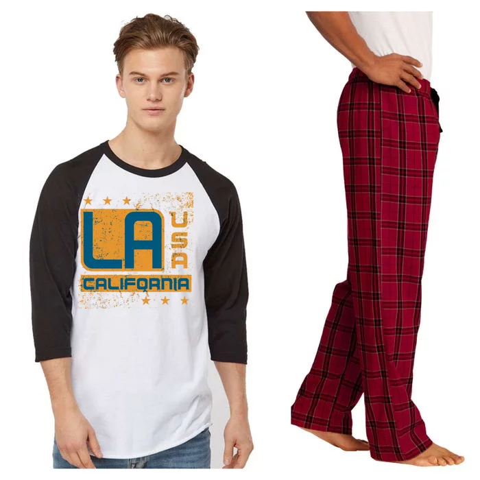 Los Angeles California Vintage Style LA Raglan Sleeve Pajama Set