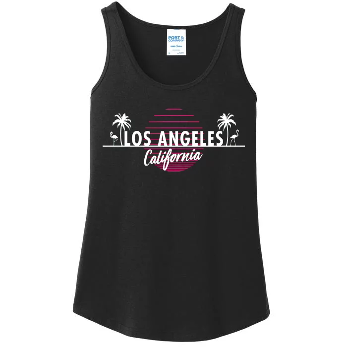 Los Angeles Retro Palm Trees Ladies Essential Tank