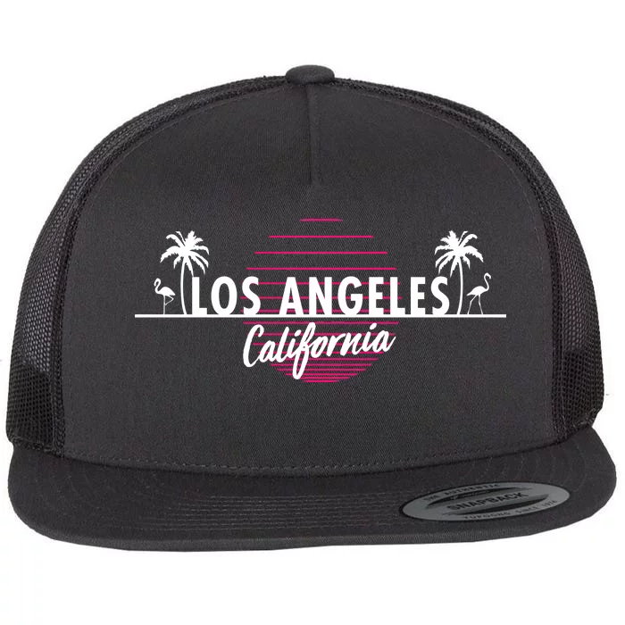 Los Angeles Retro Palm Trees Flat Bill Trucker Hat