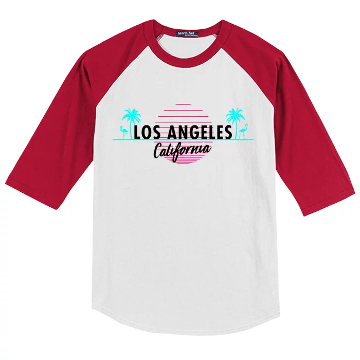 Los Angeles Retro Palm Trees Kids Colorblock Raglan Jersey