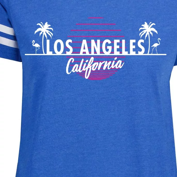 Los Angeles Retro Palm Trees Enza Ladies Jersey Football T-Shirt